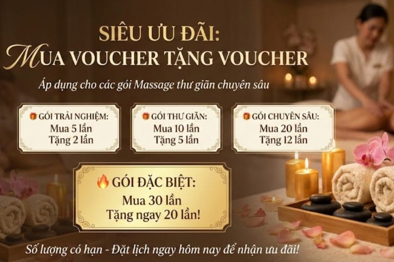 Ưu Đãi Voucher Số Tiền Massage – Giảm Sâu Đến Hơn 40% Tại CHARM SPA